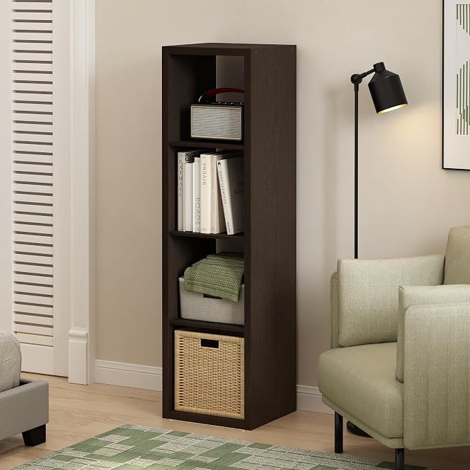 Furinno CUBICLE Book Shelf, Vertical 4-Cube Bookshelf, Extra Thick Horizontally - Image 2