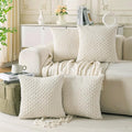 Set of 4 Cream White Decorative Throw Pillow Covers 26x26 Inch Corduroy Pillow by Cozoomy