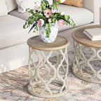 karlott Farmhouse End Table, 18.5'' French Country Round Side Table, Distressed - Image 4