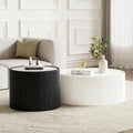 2-Piece Round Nesting Coffee Table Set, 29.52" Marble Coffee Table and End by Henf