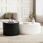 2-Piece Round Nesting Coffee Table Set, 29.52" Marble Coffee Table and End by Henf