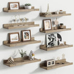 Floating Picture Ledge Shelves for Wall Set of 8, 16 Inch Wall Shelves by FLYJOE