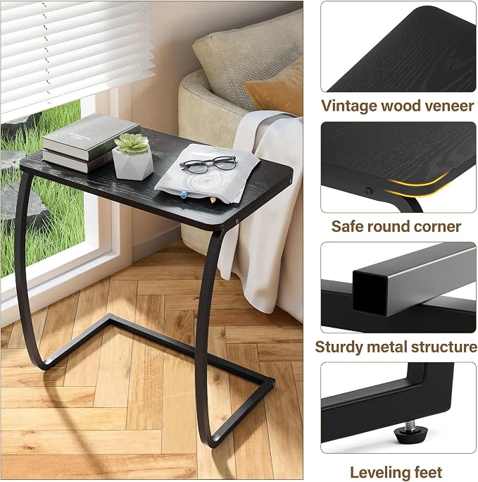 SRIWATANA Side Table, End Table, Vintage C-Shaped Couch Table - Image 7