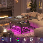 Aheaplus Coffee Table Lift Top Multi-Function Coffee Table Converts to Dining - Image 3
