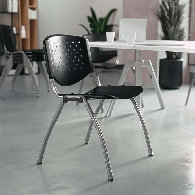 Flash Furniture HERCULES Series 880 lb. Capacity Black Plastic Stack Chair - Image 2