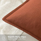 MIULEE Decorative Linen Pillow Covers 20x20 Inch Rust | Boho Farmhouse​ ​Fall - Image 2