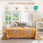 LUTBM Boho Throw Blanket for Bed 100% Cotton Soft Lightweight Quilt Floral - Image 2