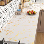 FunStick 24"x200" Off White and Gold Marble Peel and Stick Wallpaper Self - Image 4