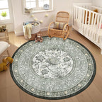 GarveeHome Provence Fog Gray Botanical Grove 5ft Round Rug, Small Circle - Image 4