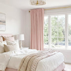 Linen Textured Total Blackout Sliding Door Curtains 84 Inch Long Blush Pink | - Image 6