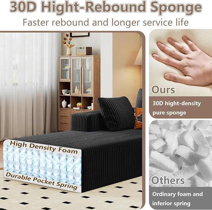 95" Cloud Sectional Couch U-Shaped Chaise - Image 3