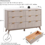 T4TREAM Fluted 6 Drawers Dresser, Curved Profile Design, Dresser TV Stand - Image 2