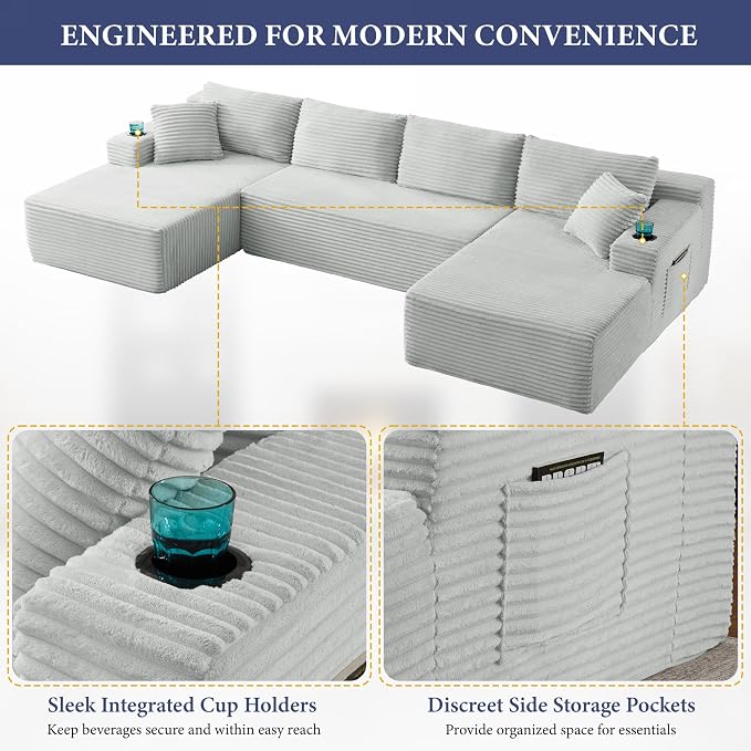 133" Sectional Couches for Living Room Cloud Couch Sofa - Image 4