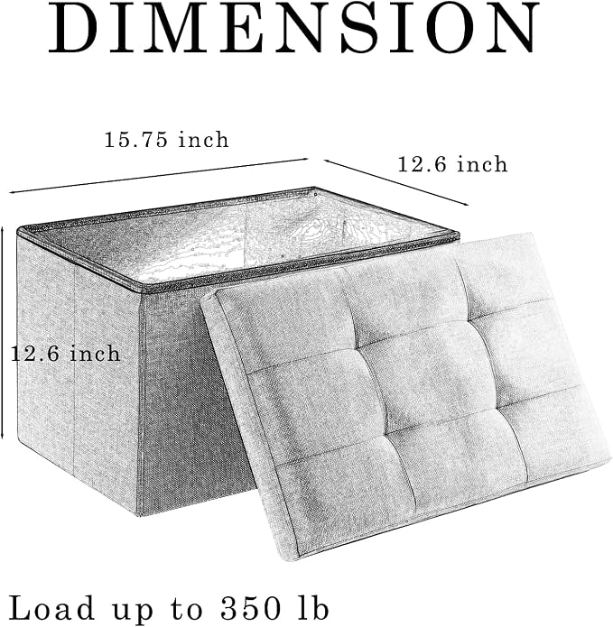 Storage Ottoman Cube Small Footrest Foldable Seat Foot Stools Square Tufted - Image 3