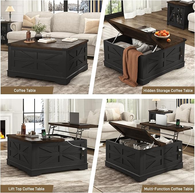 Hlivelood 36" Farmhouse Movable Lift Top Coffee Table - Image 7
