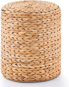 Wimarsbon Round Pouf Ottomans, Handwoven Natural Water Hyacinth Seagrass Pouffe by Wimarsbon