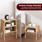 Vdomus Bamboo Stackable Nightstand Set of 2- Natural Wood Matching Side Table - Image 4