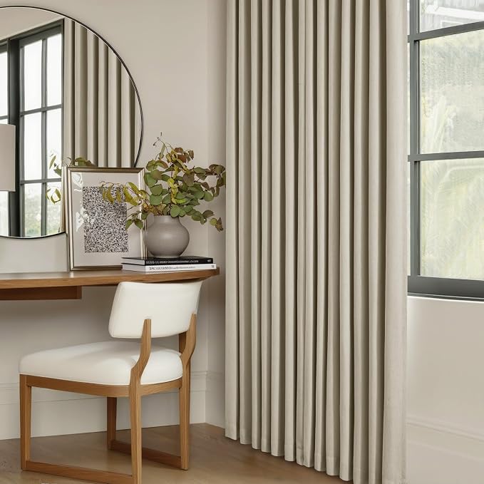 Burlywood Birch 100% Blackout Pinch Pleated Linen Curtains 105 Inches Long | - Image 9