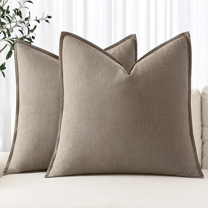 MIULEE Decorative Linen Euro Sham Pillow Covers 24x24 Dune | Boho Farmhouse​ by MIULEE