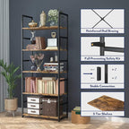 NUMENN 5 Tier Bookshelf, Modern Book Shelf - Image 4