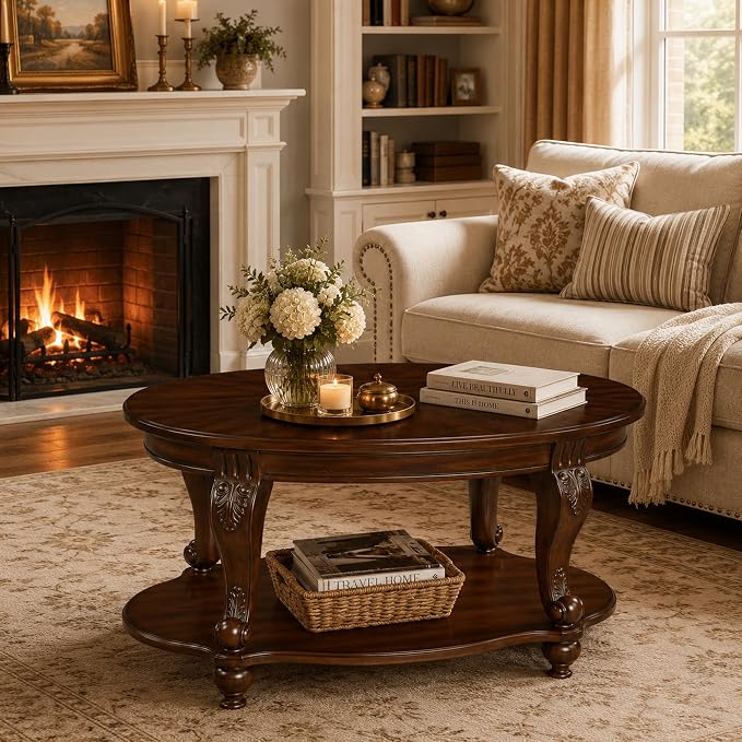 LKTART 42" Vintage Oval Coffee Table - Image 2