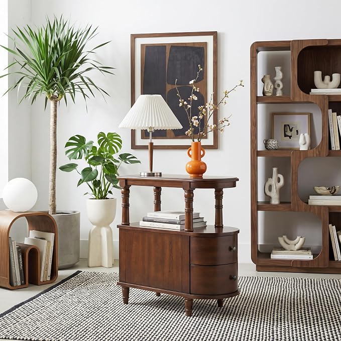 Narrow End Table with 2 Storage Drawers, Retro Vintage Sofa Beside Table - Image 3