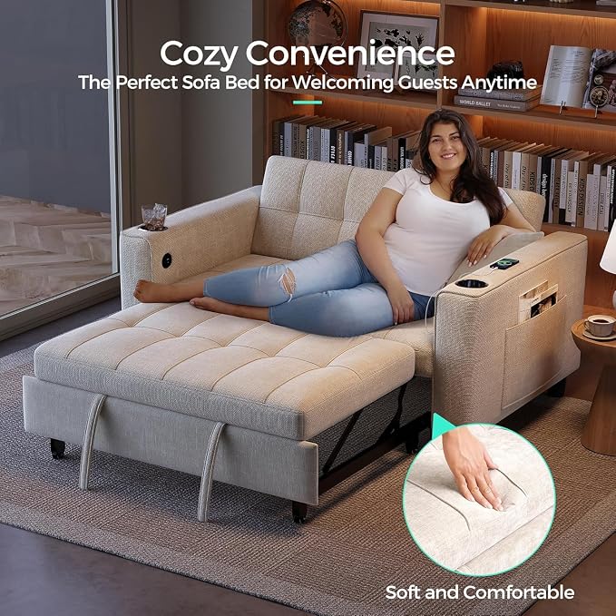 LINSY Sleeper Sofa Bed, Small 3 in 1 Convertible Loveseat Sleeper Couch - Image 7