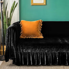 GLORY SEASON Velvet Sofa Cover Soft Decorative Luxurious Solid Exquisite Ruffle - Image 3