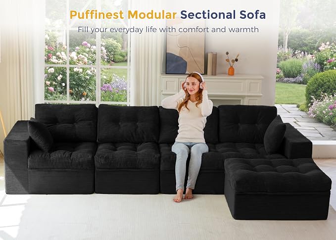 MAXYOYO 132" L Shaped Modular Sectional Sofa - Image 3