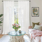 BGment White Linen Curtains 102 Inches Long - Image 2