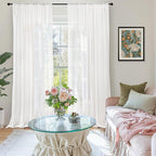 BGment White Linen Curtains 90 Inches Long - Image 2