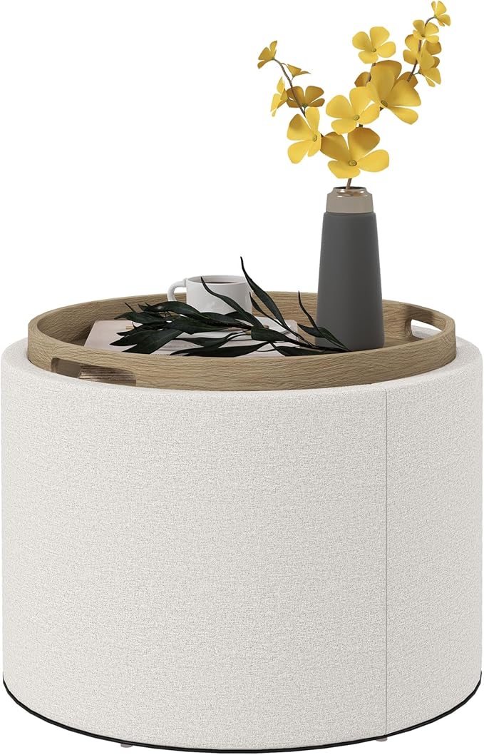 HOMCOM Round Storage Ottoman by HOMCOM