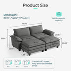 LINSY HOME 90" Modular Cloud Love Seat Sofa, Corduroy Soft Sectional Couch - Image 2