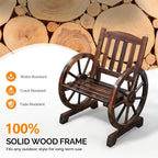 VINGLI Rustic Wooden Wheel Bench Outdoor Bench, Patio Bench Wagon Slatted Seat - Image 6