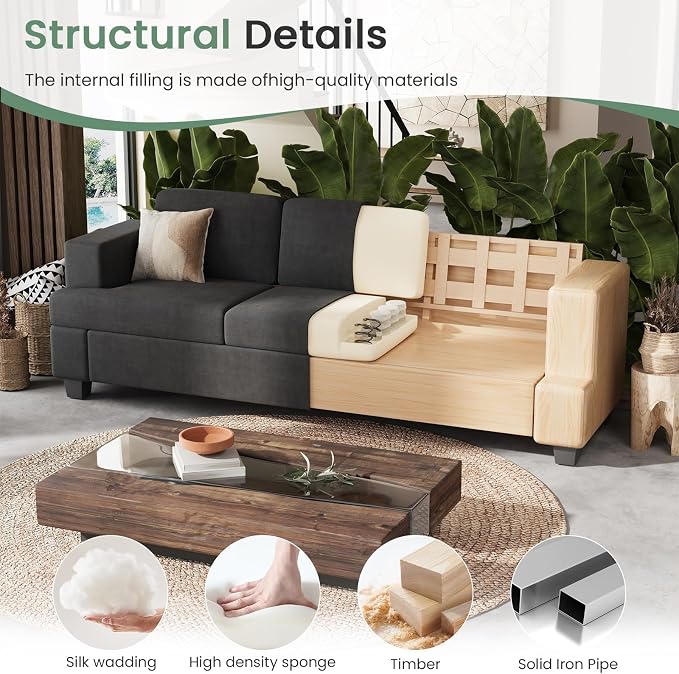 YOUDENOVA 2 Piece Set Comfy Sofa Couch, 2 3-Seater Sofa - Image 6