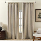 AUSSPVOCT Pinch Pleated 102 Inch Linen Curtains 100% Blackout by AUSSPVOCT