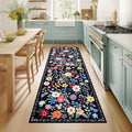 PLHXFR 2x5 Washable Runner Rug：Floral Indoor Kitchen Soft Carpet Black | by PLHXFRSoftAreaRugs