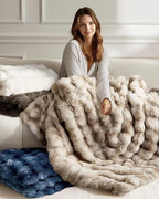 Ultra Soft Cozy Faux Fur Throw Blanket, Fuzzy Plush Thick Bubble Blanket - Image 3