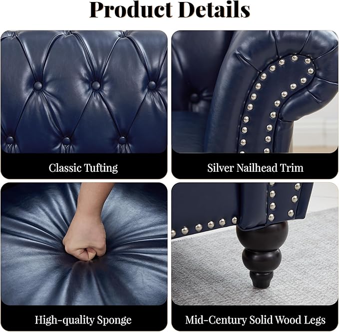 LEVNARY Chesterfield Loveseat, 2 Seater Tufted Couch - Image 5