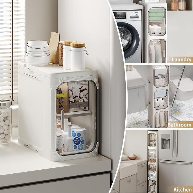 2-Tier Narrow Storage Cabinet, Slim Bathroom Storage Cabinet - Image 4