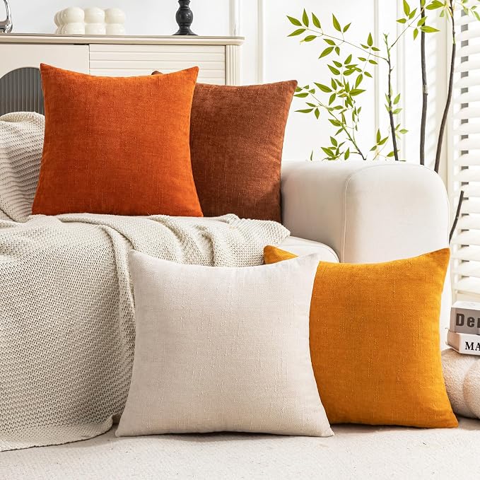 Set of 4 Soft Textured Decorative Throw Pillow Covers 26x26 Inch Cozy Farmhouse - Image 2