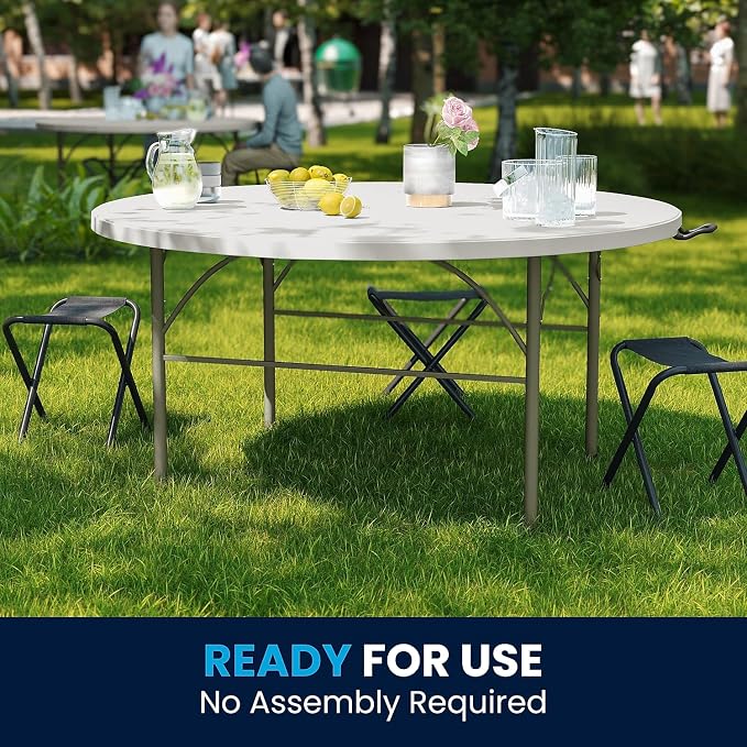 Flash Furniture Scarborough 5' Round Plastic Folding Table - Image 8