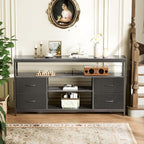 Huuger TV Stand Dresser with Power Outlets and LED Lights, 4 Drawers - Image 9