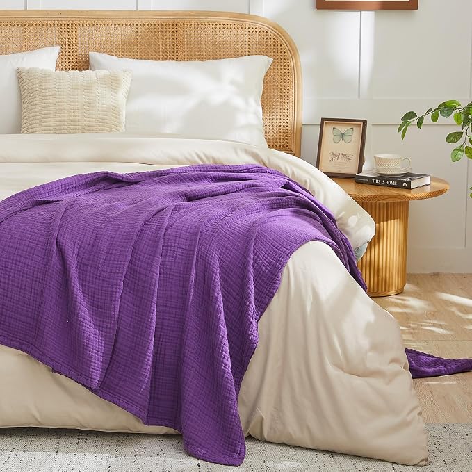 EMME Muslin Blankets for Adults Throw Blanket for Couch Breathable Gauze Soft - Image 4