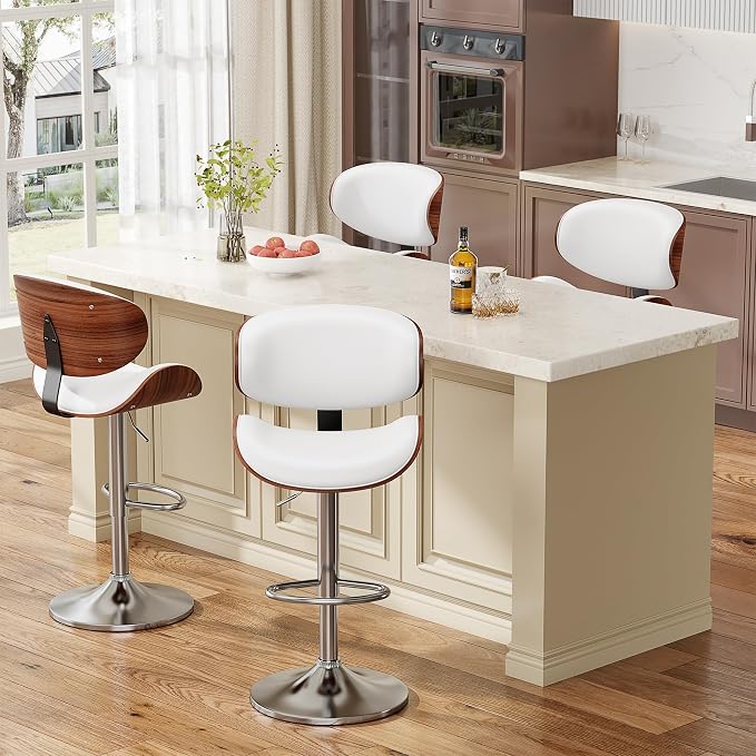 YaFiti Bar Stools Set of 4, Modern Pu Leather Swivel Adjustable Bar Stool - Image 9