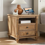 T4TREAM 24'' Farmhouse End Table w/4 Solid Wood Feet, Large 2 Drawers Wide Sofa by T4TREAMFurniture