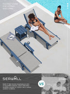 SERWALL Textilene Patio Chaise Lounge Chair Set of 2, 5 Positions Outdoor - Image 6
