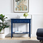 Leick Home Coastal Console Table, Solid Wood, 2 Storage Drawers, Bottom Display - Image 2