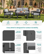 SERWALL 4 Pieces HDPE Outdoor Sofa Set - Image 4