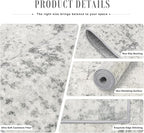 2.6x8 Washable Runner Rug：Modern Abstract Kitchen Soft Carpet Gray | - Image 5